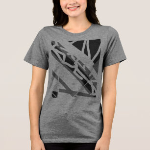 Abstrakt av MCM-utseende för grått Black Diagonal  T Shirt