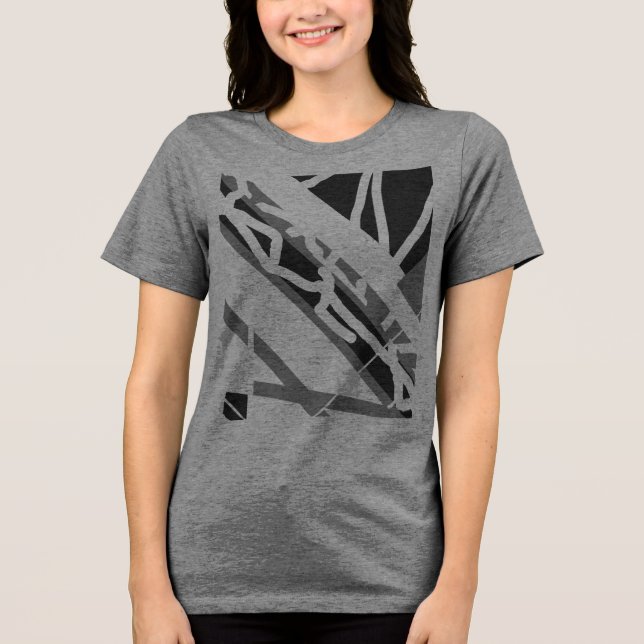 Abstrakt av MCM-utseende för grått Black Diagonal  T Shirt (Framsida)