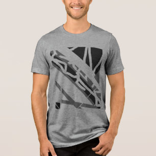 Abstrakt av MCM-utseende för grått Black Diagonal T Shirt