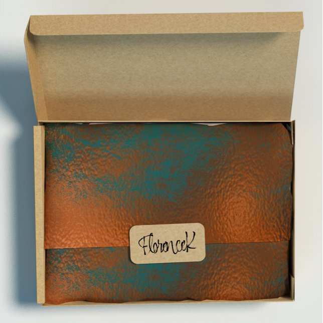 Abstrakt av metalliskt glas av kopparrost presentpapper (Copper Rust Teal Patina Metallic Glass Abstract Wrapping Paper)