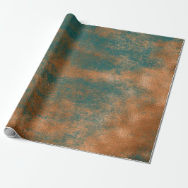 Abstrakt av metallurban i koppar Rust Teal Patina Presentpapper