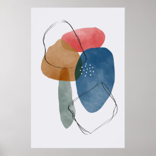 Abstrakt av moderna organiska former för vattenfär poster