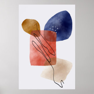 Abstrakt av moderna organiska former för vattenfär poster