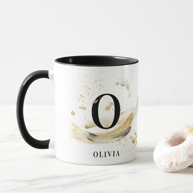 Abstrakt av monogram naturlig elegant guld mugg (Med munk)