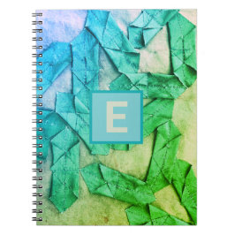 Abstrakt av monogram ombre blue teal grönt gradien anteckningsbok