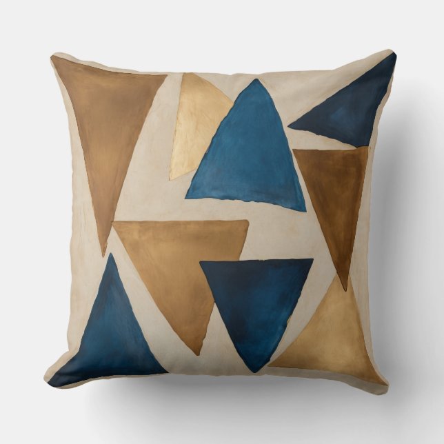 abstrakt av muterad koppar, blå triangel och guld kudde (Framsida)