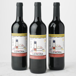 Abstrakt av neoplasticism Art Monogram. BREV L Vinflaska Etikett