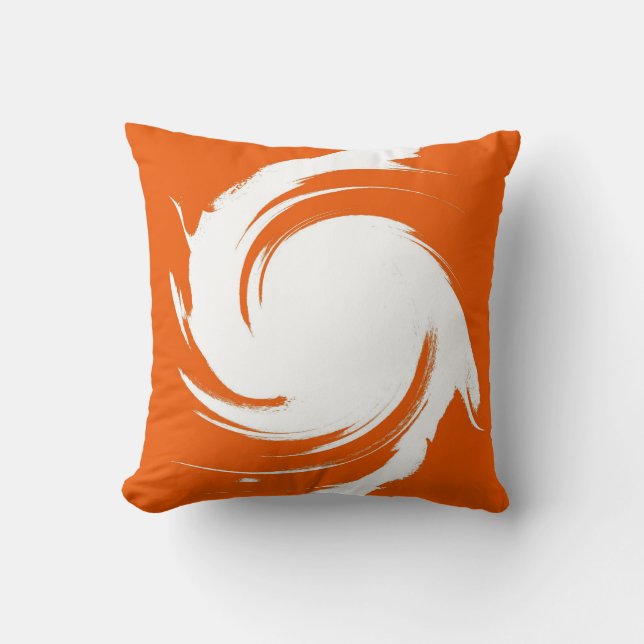 Abstrakt av orange och vit Retro Swirl-färggrafik Kudde (Framsida)