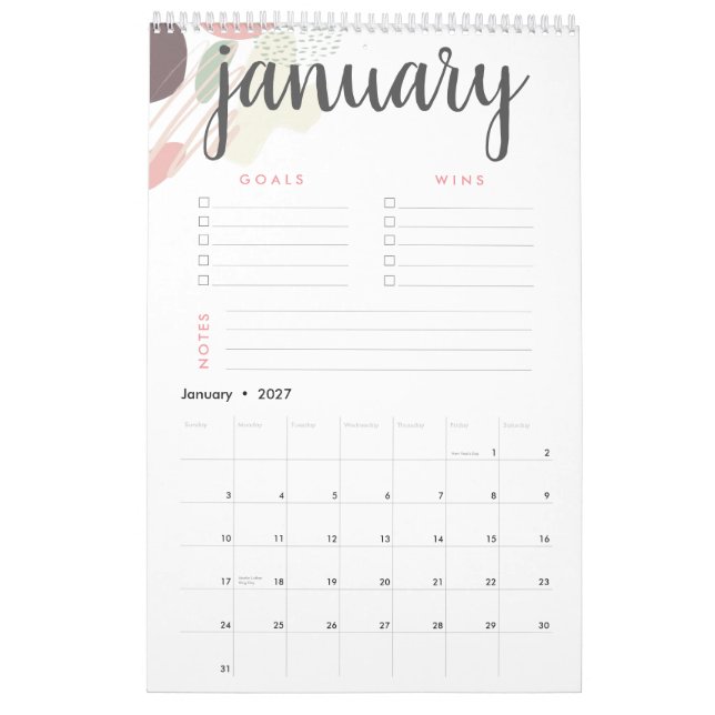 Abstrakt av pastel för mål och vin kalender (Jan 2027)