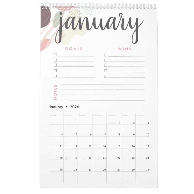 Abstrakt av pastel för mål och vin kalender (Jan 2026)