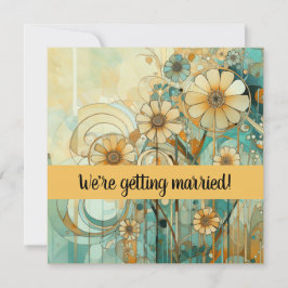 Abstrakt av persiko- och beige-Blommigt Inbjudningar