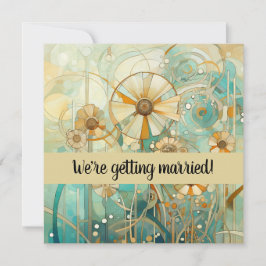 Abstrakt av persiko- och beige-Blommigt Inbjudningar