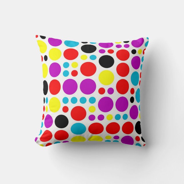 Abstrakt av Retro-färgfull polka dots Kudde (Framsida)