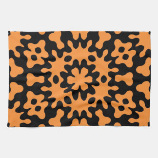 Abstrakt av Retro Orange Blommigt Kökshandduk