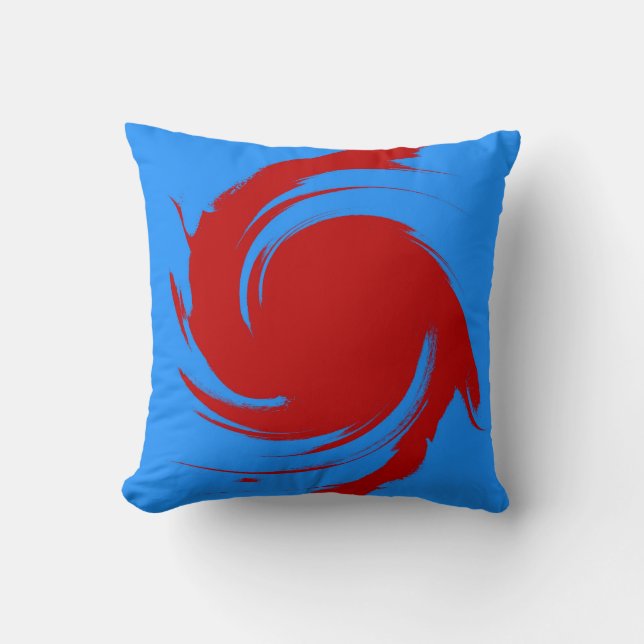 Abstrakt av röd och blå Retro Swirl-färgning Kudde (Framsida)