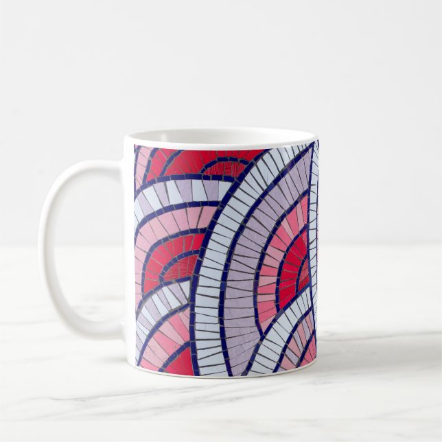 Abstrakt av röd, vit, svart och rosa kaffemugg (Vänster)