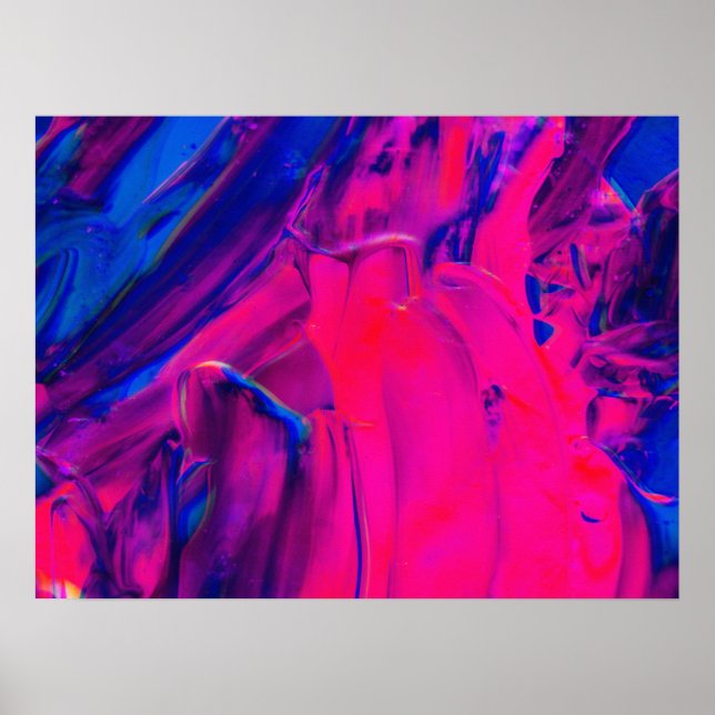 Abstrakt av rosa, Lila och blåfärgning Art Abstra Poster (Framsidan)