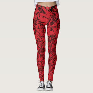 Abstrakt av rött gräs leggings