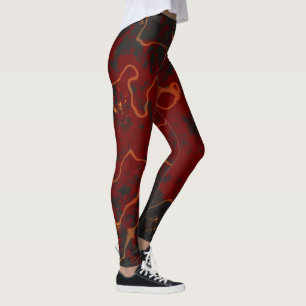 Abstrakt av rött, grått och orange leggings