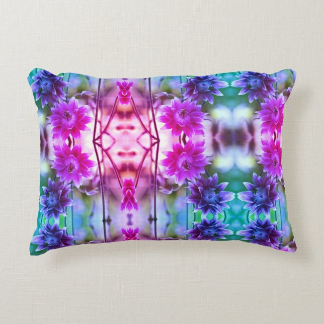 Abstrakt av rött och vitt blomsterpapper prydnadskudde (Framsidan)