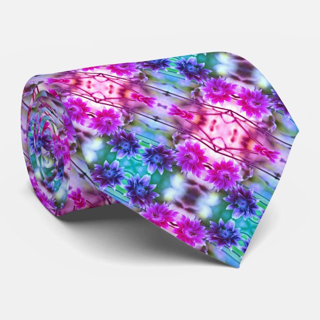 Abstrakt av rött och vitt blomsterpapper slips (Rullad)