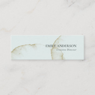 ABSTRAKT AV SOFT SUBTTEL PASTEL AQUA BLUE GULD ORG MINI VISITKORT