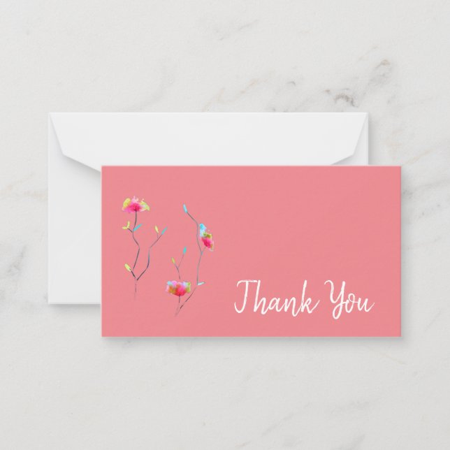 abstrakt av söta vattenfärgsblommor i tack anteckningskort (Framsida)