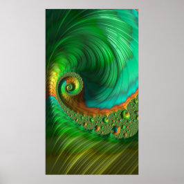 Abstrakt av spiral Mint Fusion Fractal  Art Poster