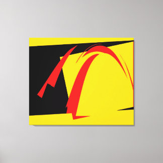 Abstrakt av svart, Gult och röd återcirkel Art Dec Canvastryck