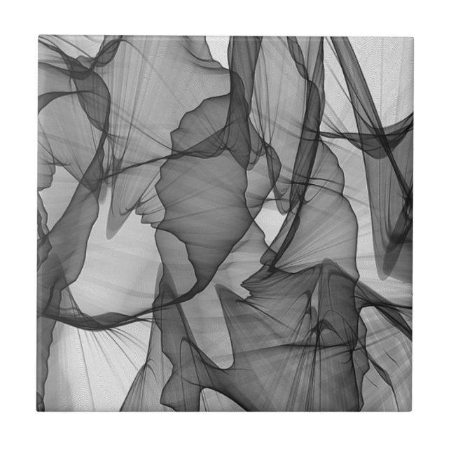 Abstrakt av svart och vitt kol-Grått-rök Kakelplatta (Framsidan)