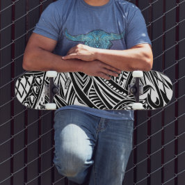 Abstrakt av svarta och vita stammar mini skateboard bräda 18,5 cm