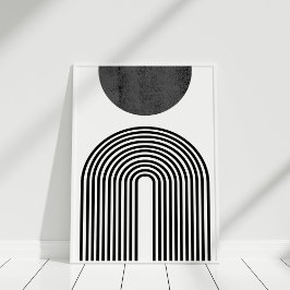 Abstrakt av svartvit minimalistisk båge och cirkel poster