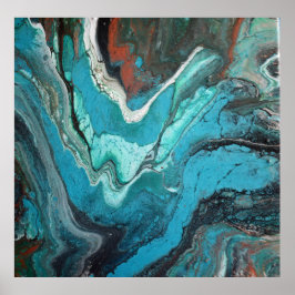 Abstrakt av turkos Copper Fluid Marble Acrylic Art Poster