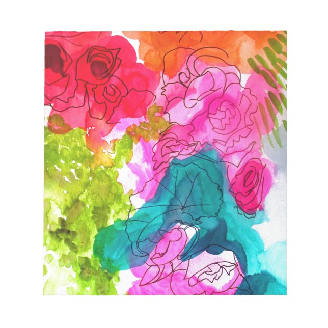 abstrakt av vår blommor vattenfärg anteckningsblock (Framsida)