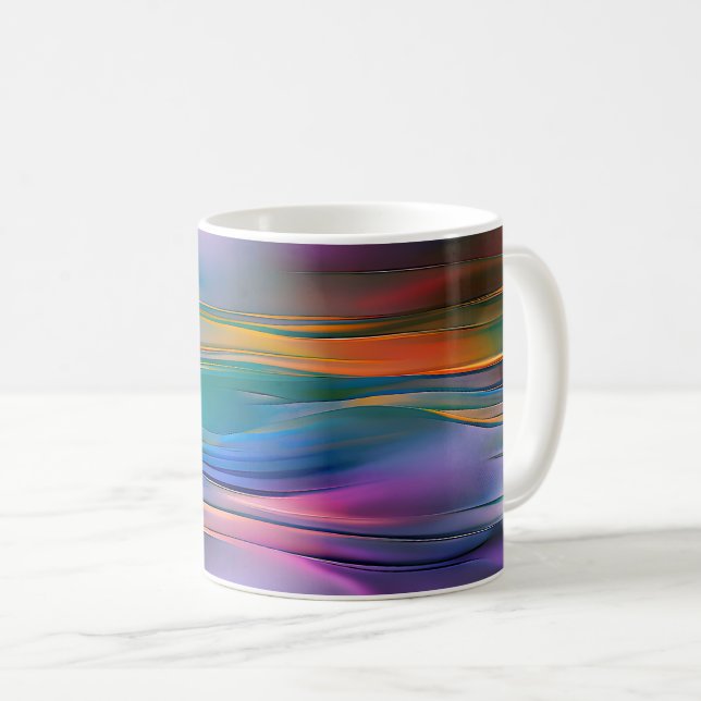 abstrakt av ’Vätskevågor’-Contemporaryn Art Kaffemugg (Framsida höger)