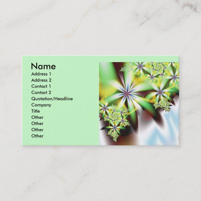 Abstrakt av vattenfall Coola Bra Fractal Art Visitkort (Framsida)