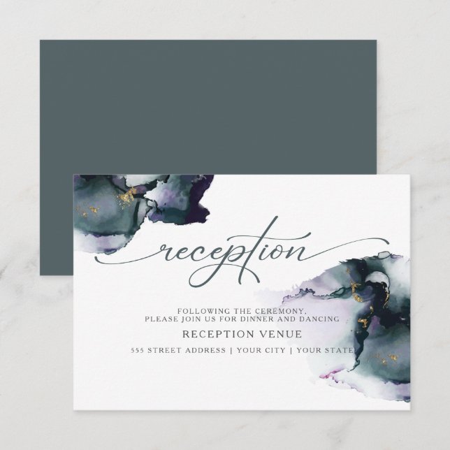 Abstrakt av vattenfärg i Smokey Lila Deep Dusty Cy Inbjudningar (Fram/baksida)