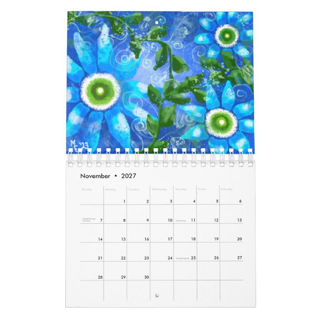 Abstrakt av visemisk Blommigt Artikel 12-månadersk Kalender (Nov 2027)