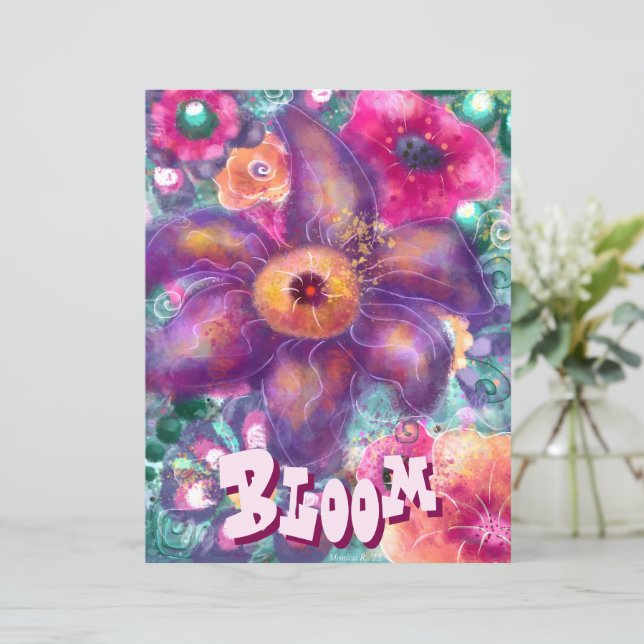 Abstrakt av vismisk Blommigt Art Teal Personlig (Stående Fram)