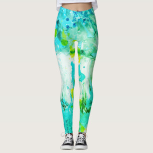 Abstrakt av vit modern Elegant med blå Gult Grönt Leggings