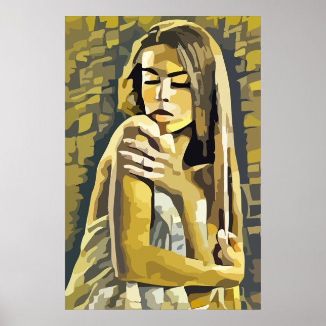 Abstrakt av Woman Wearing Towel Art Poster (Framsidan)