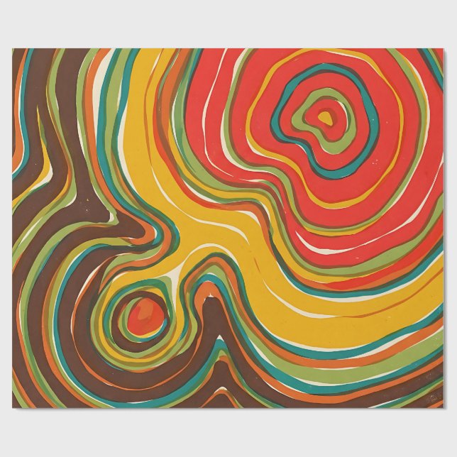 Abstrakt Avokado Guld Kart Wrapping Papper Presentpapper (Platt)