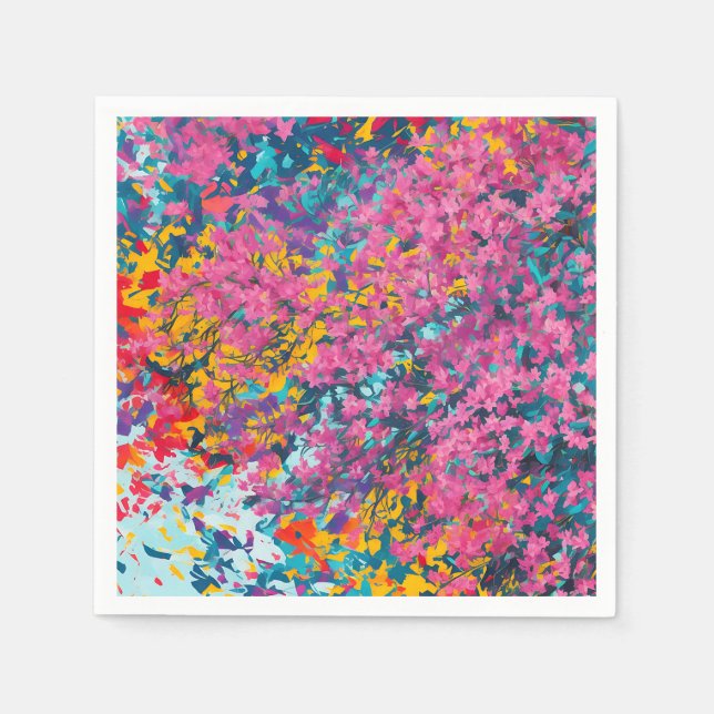 Abstrakt Azalea Wildblommor Pappersservett (Framsidan)