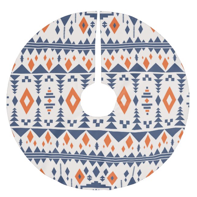 Abstrakt Aztec geometriskt, sömlöst mönster. Julgransmatta Borstad Polyester (Framsidan)