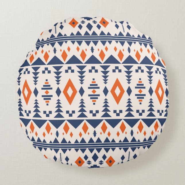 Abstrakt Aztec geometriskt, sömlöst mönster. Rund Kudde (Framsidan)
