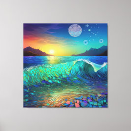 Abstrakt Azure Sjölandskap Canvastryck