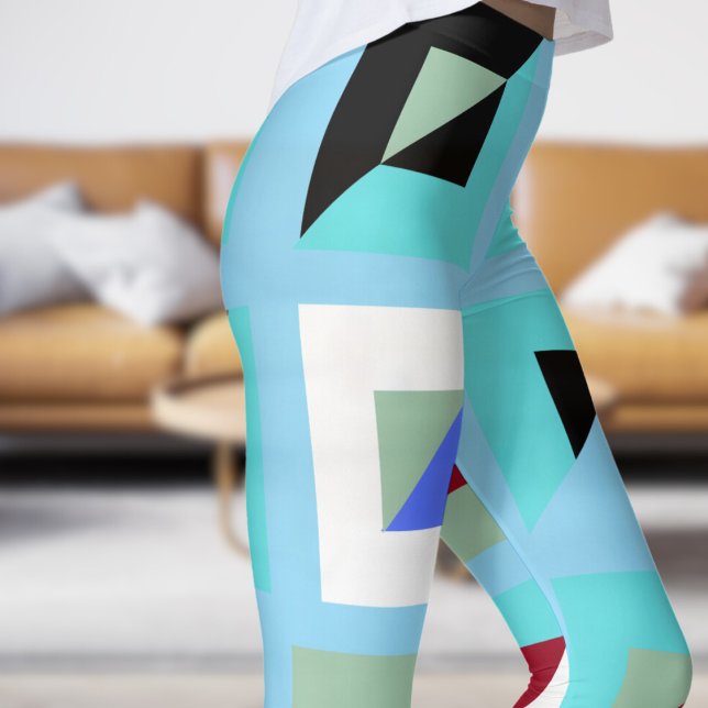 Abstrakt Baby blue Mosaic Mönster Leggings (Abstract Baby Blue Mosaic Pattern Leggings)