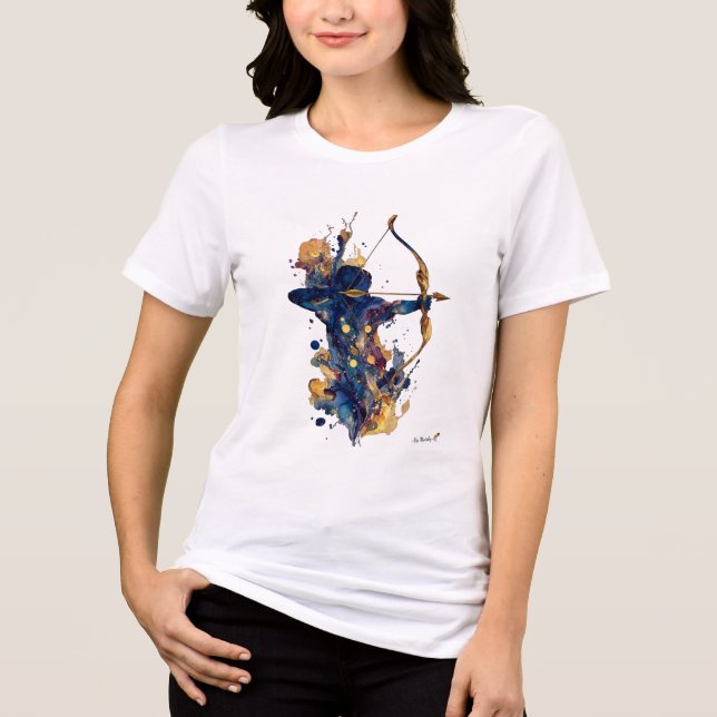 Abstrakt Bågskytt | Flytande bläck Vattenfärg Acti T Shirt (Framsida)