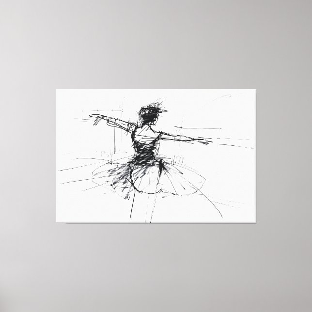 Abstrakt Ballerina Dancer Sketch - Premium Canvastryck (Framsida)