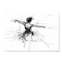 Abstrakt Ballerina Dancer Sketch - Premium